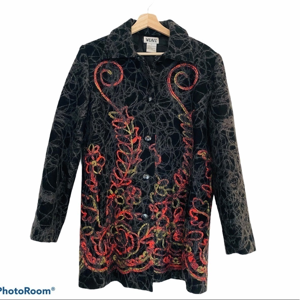 Weavz Black and Red Embroidered Jacket